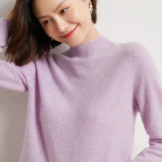 Wool Sweater Women's Winter Long Sleeves Soft Cashmere Top